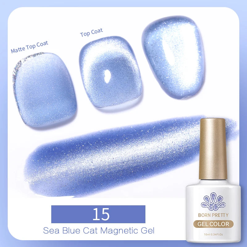 10ml Magic Cat Magnetic Gel Polish Sparking Aurora Silver Effect Soak Off UV Gel Varnis Semi-Transparent - Beauty 4 Us