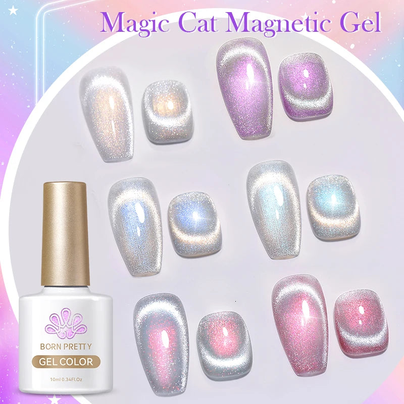 10ml Magic Cat Magnetic Gel Polish Sparking Aurora Silver Effect Soak Off UV Gel Varnis Semi-Transparent - Beauty 4 Us