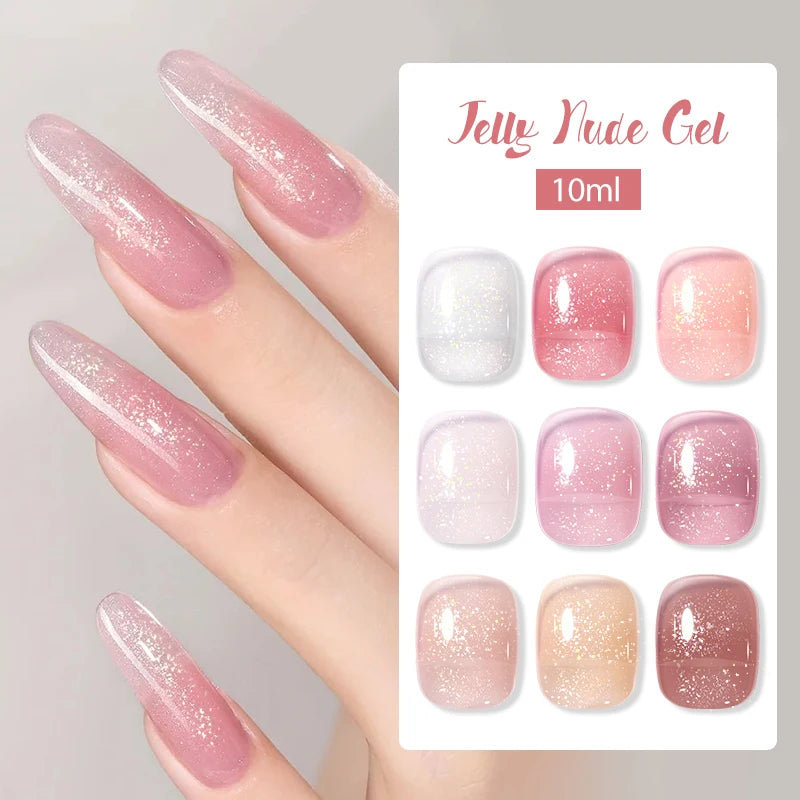 Transparent Jelly Nude Gellack 10ml Sheer Glitter Crystal Varnish - Beauty 4 Us