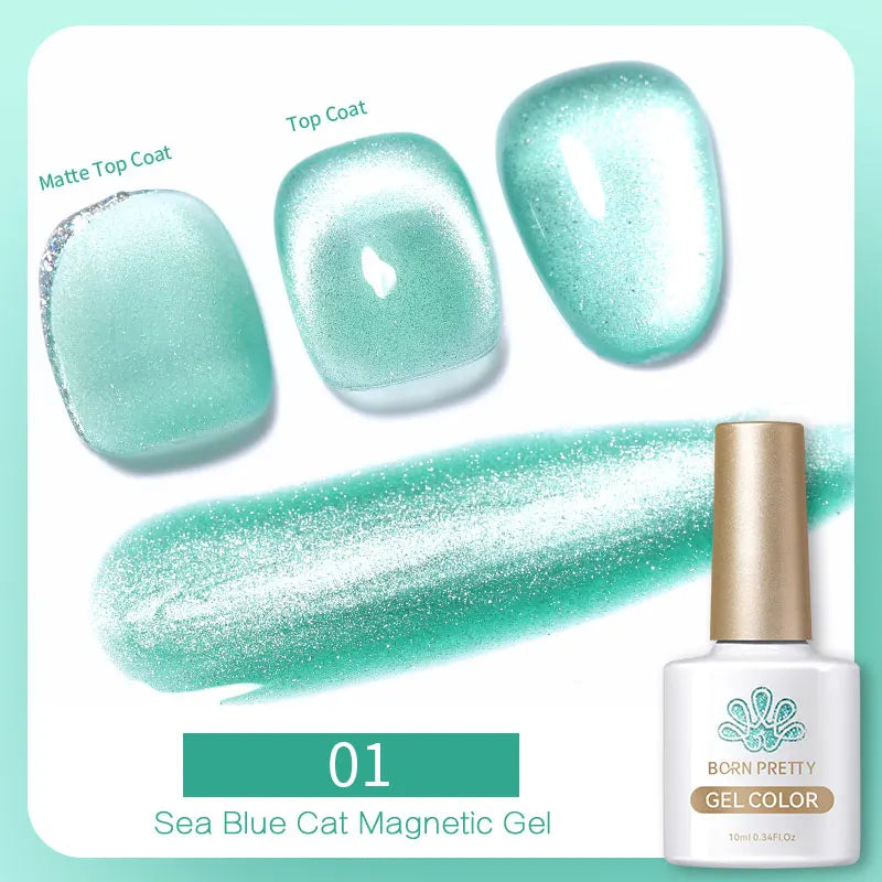10ml Magic Cat Magnetic Gel Polish Sparking Aurora Silver Effect Soak Off UV Gel Varnis Semi-Transparent - Beauty 4 Us