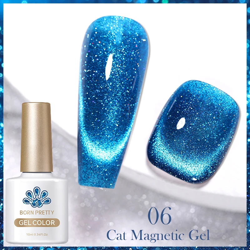 10ml Magic Cat Magnetic Gel Polish Sparking Aurora Silver Effect Soak Off UV Gel Varnis Semi-Transparent - Beauty 4 Us
