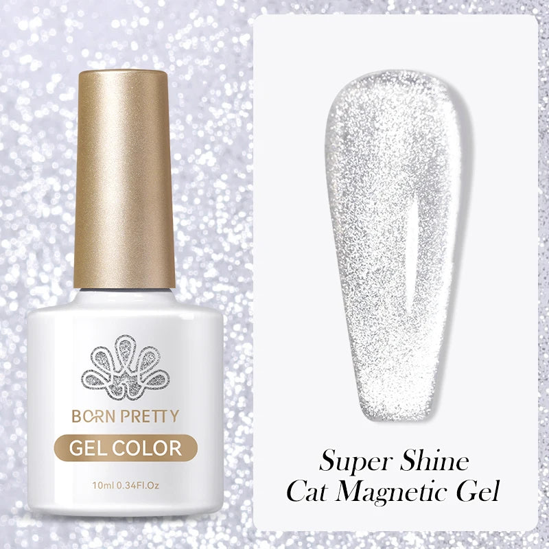 10ml Magic Cat Magnetic Gel Polish Sparking Aurora Silver Effect Soak Off UV Gel Varnis Semi-Transparent - Beauty 4 Us