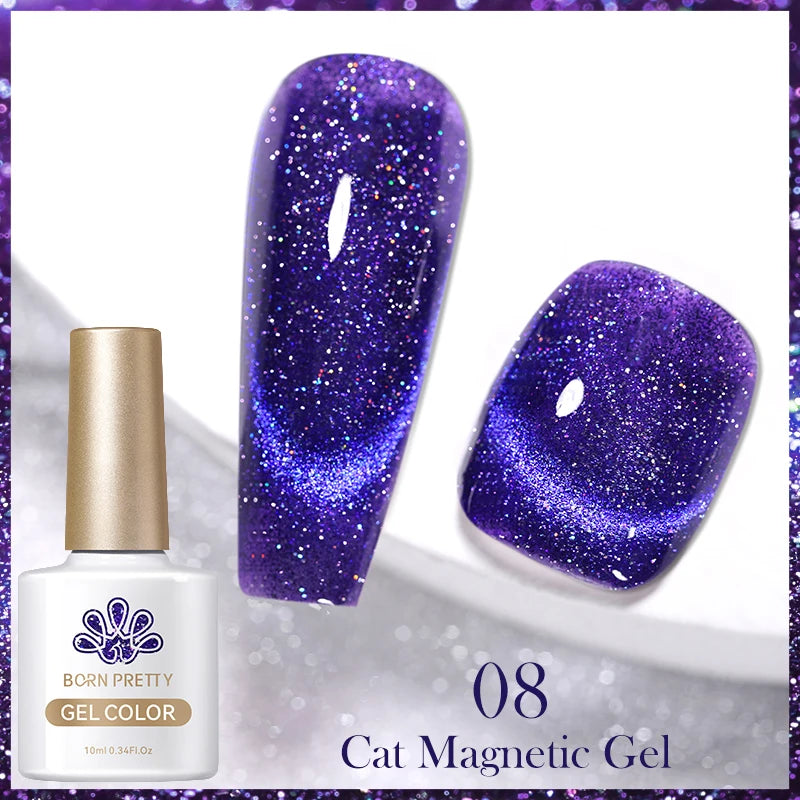 10ml Magic Cat Magnetic Gel Polish Sparking Aurora Silver Effect Soak Off UV Gel Varnis Semi-Transparent - Beauty 4 Us