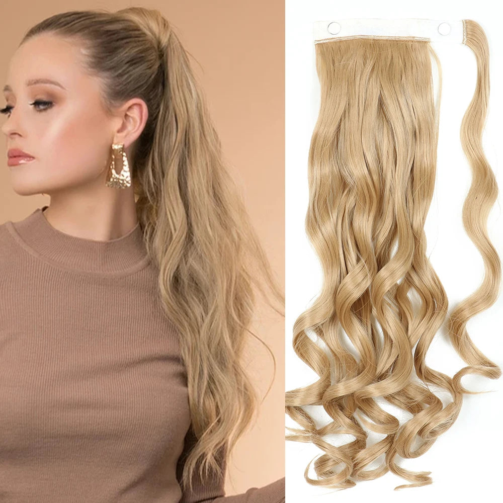 Syntetisk lång rak omlott klämma i hästsvans hårförlängning - Beauty 4 Us
