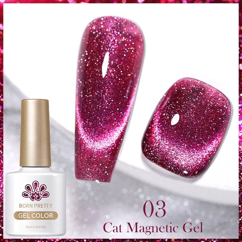 10ml Magic Cat Magnetic Gel Polish Sparking Aurora Silver Effect Soak Off UV Gel Varnis Semi-Transparent - Beauty 4 Us