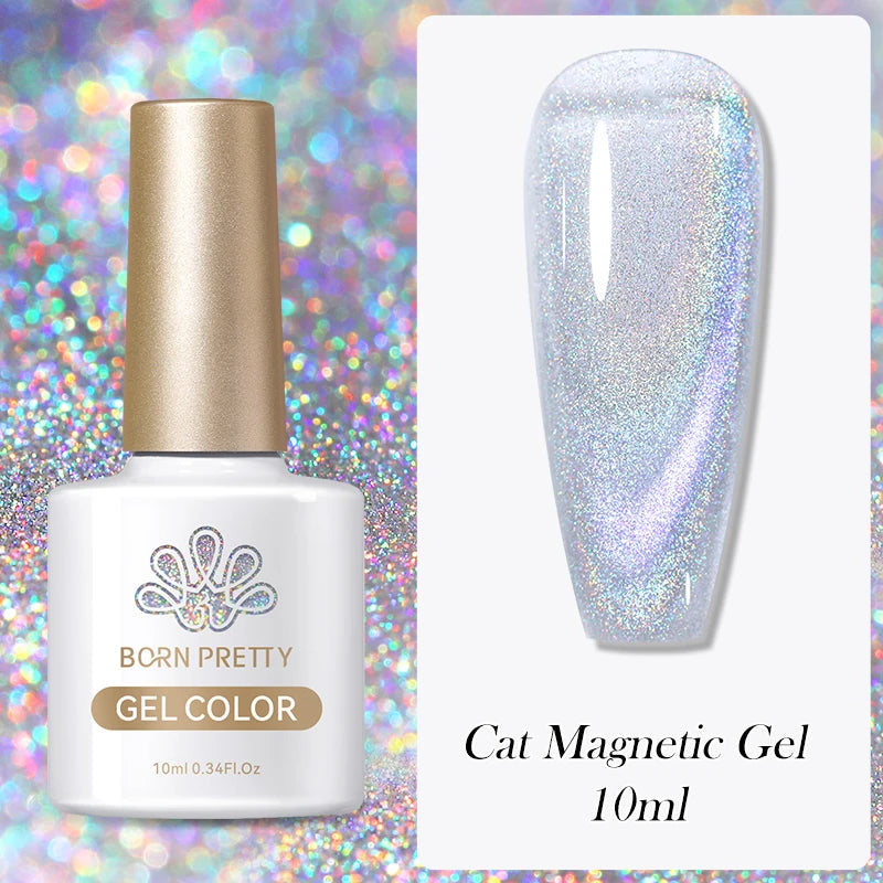 10ml Magic Cat Magnetic Gel Polish Sparking Aurora Silver Effect Soak Off UV Gel Varnis Semi-Transparent - Beauty 4 Us