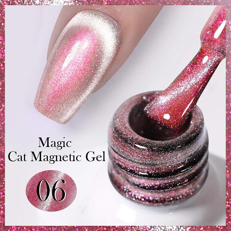 10ml Magic Cat Magnetic Gel Polish Sparking Aurora Silver Effect Soak Off UV Gel Varnis Semi-Transparent - Beauty 4 Us