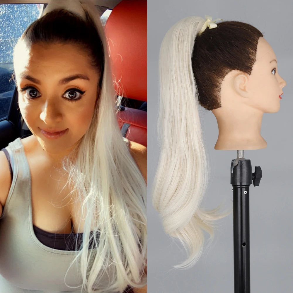 Syntetisk lång rak omlott klämma i hästsvans hårförlängning - Beauty 4 Us
