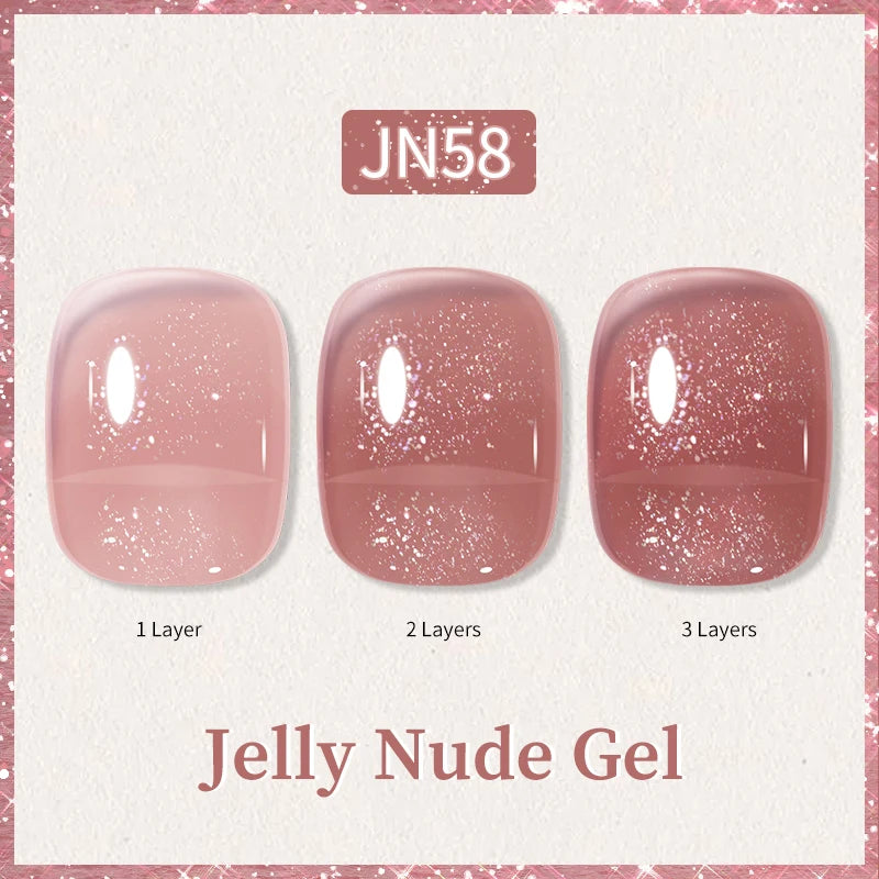 Transparent Jelly Nude Gellack 10ml Sheer Glitter Crystal Varnish - Beauty 4 Us