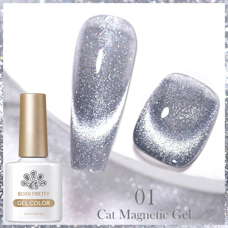 10ml Magic Cat Magnetic Gel Polish Sparking Aurora Silver Effect Soak Off UV Gel Varnis Semi-Transparent - Beauty 4 Us