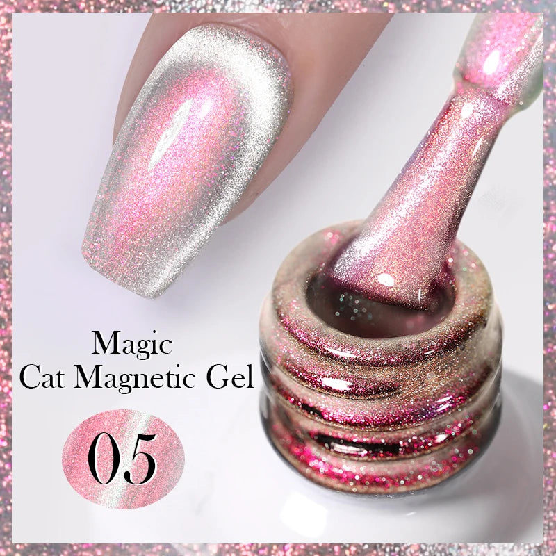10ml Magic Cat Magnetic Gel Polish Sparking Aurora Silver Effect Soak Off UV Gel Varnis Semi-Transparent - Beauty 4 Us