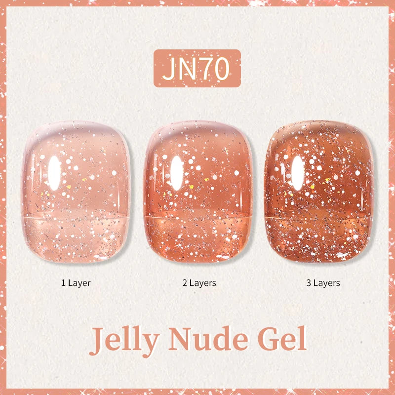 Transparent Jelly Nude Gellack 10ml Sheer Glitter Crystal Varnish - Beauty 4 Us