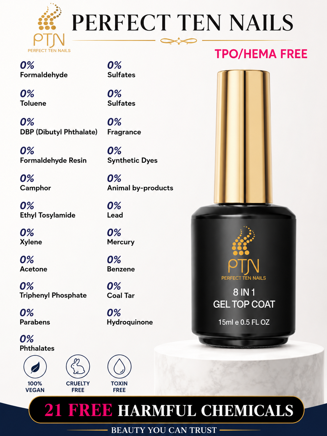 Perfect Ten Nails 8 in 1 Top Coat 15ml