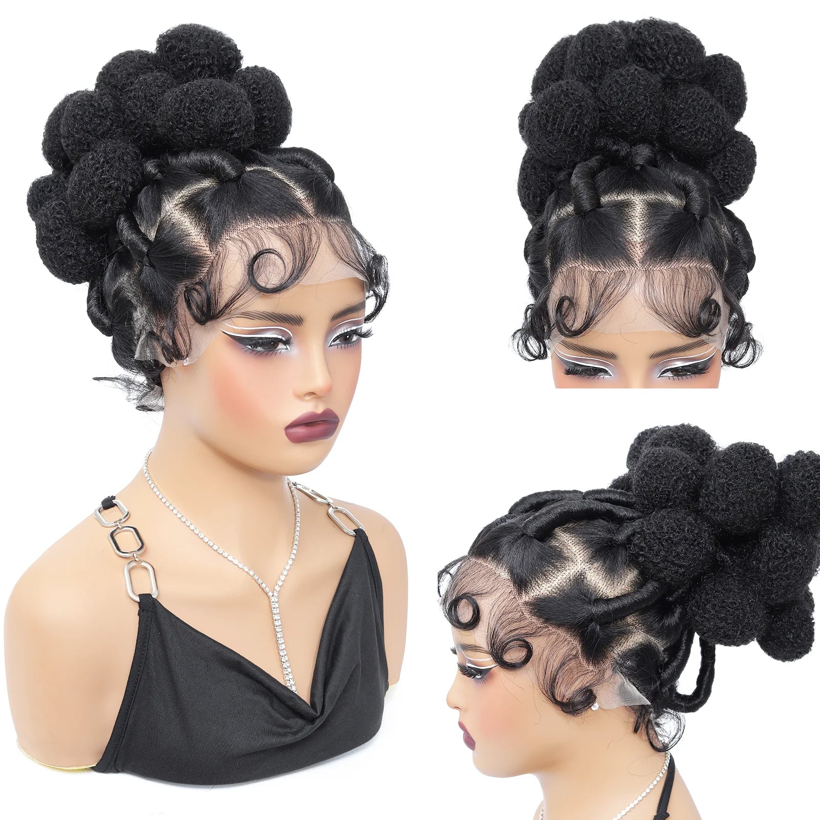 Syntetiska flätade peruker 11 tum flätad peruk med hel spets