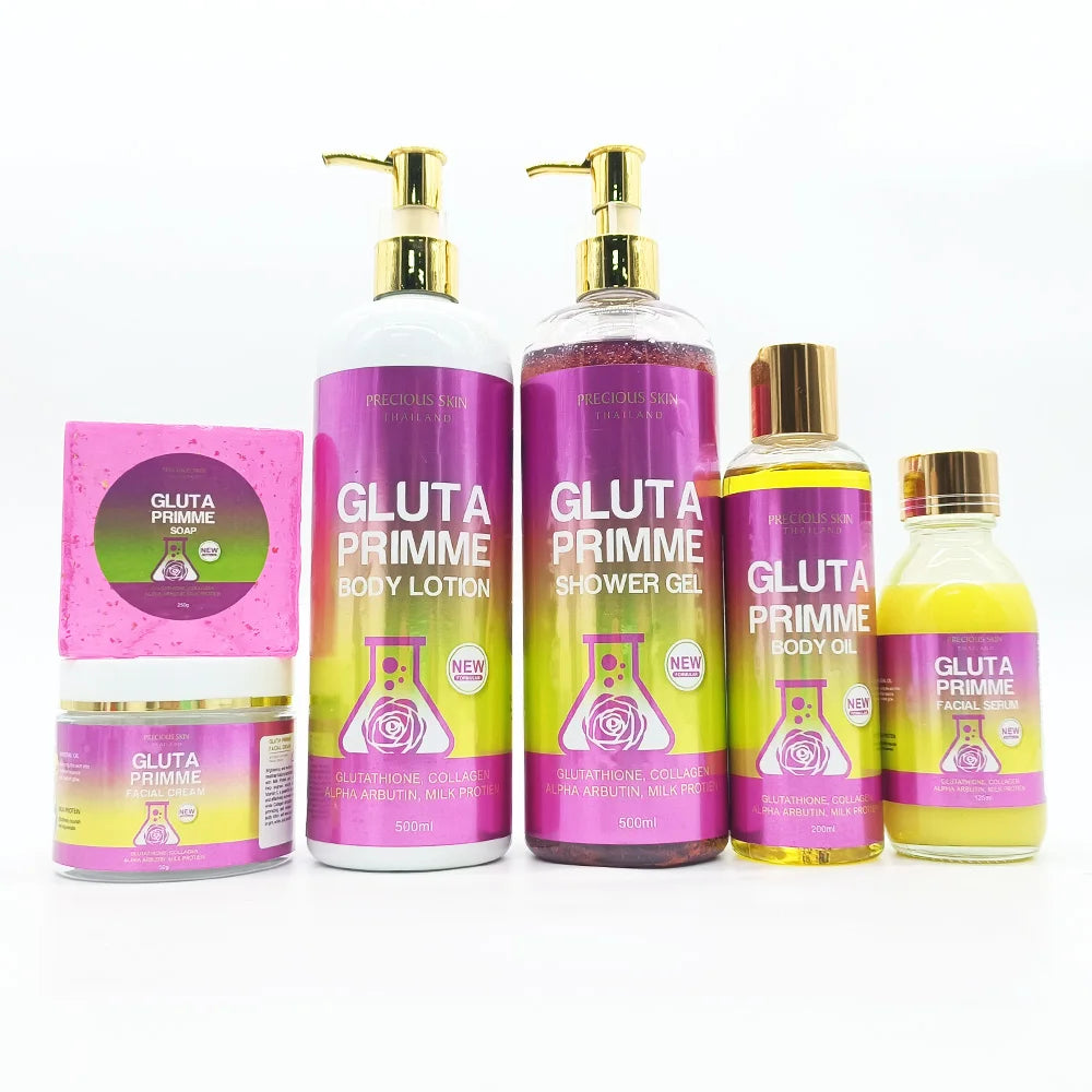 Gluta Master Precious Skin Face Care Gluta Primme Collagen & Vitamin C Anti Aging & Whitening & Brightening Skincare Set