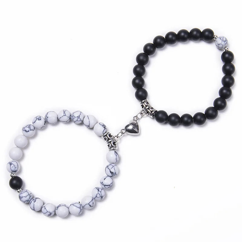 2pcs/set 8mm Natural Stone Magnetic Couple Bracelets