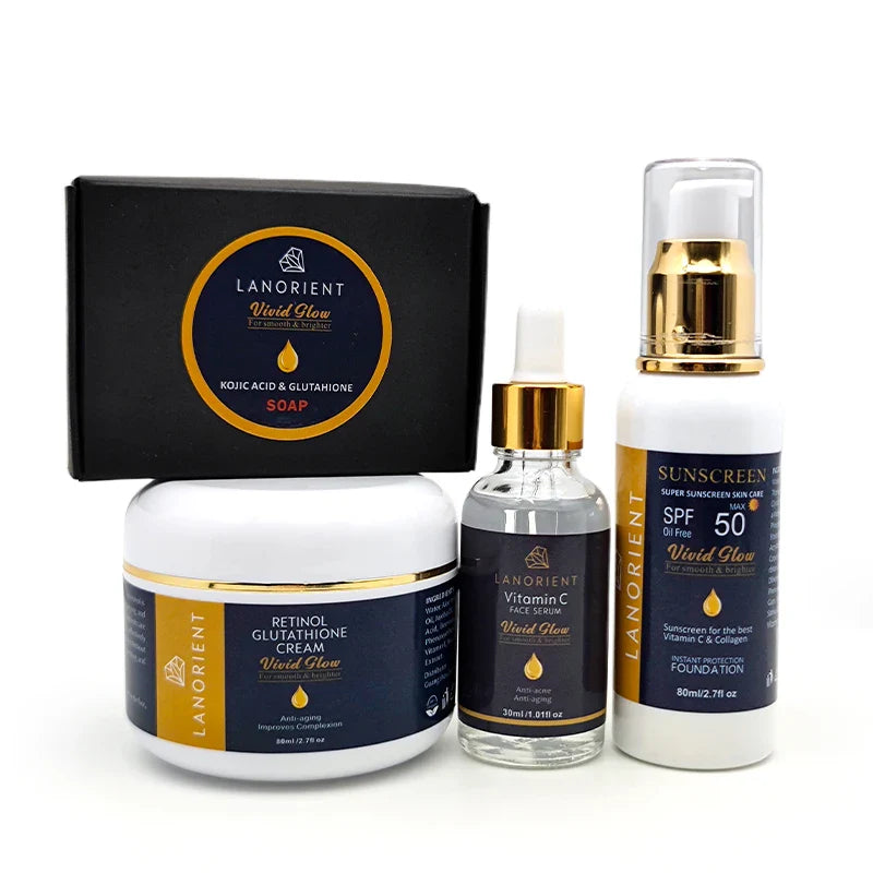 Vitamin C L-Glutathione Natural Whitening and Anti Aging Skin Care 4pc Set