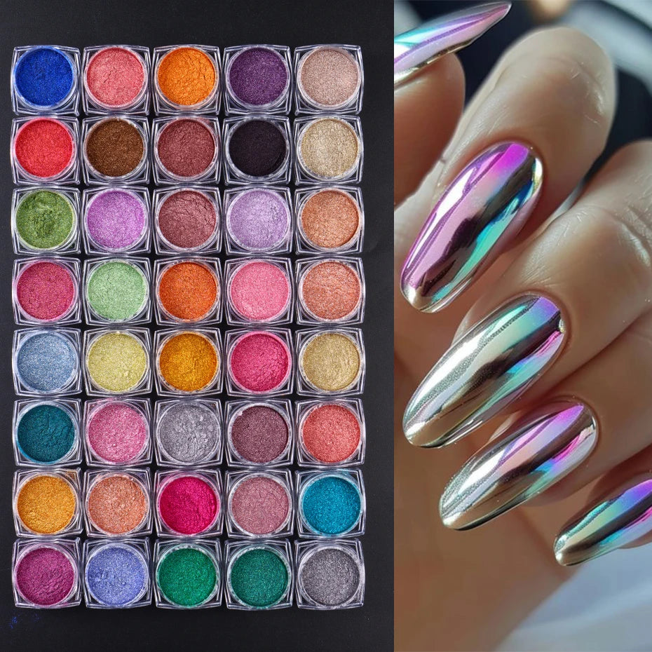 40pcs Moonlight Mirror Nail Powder