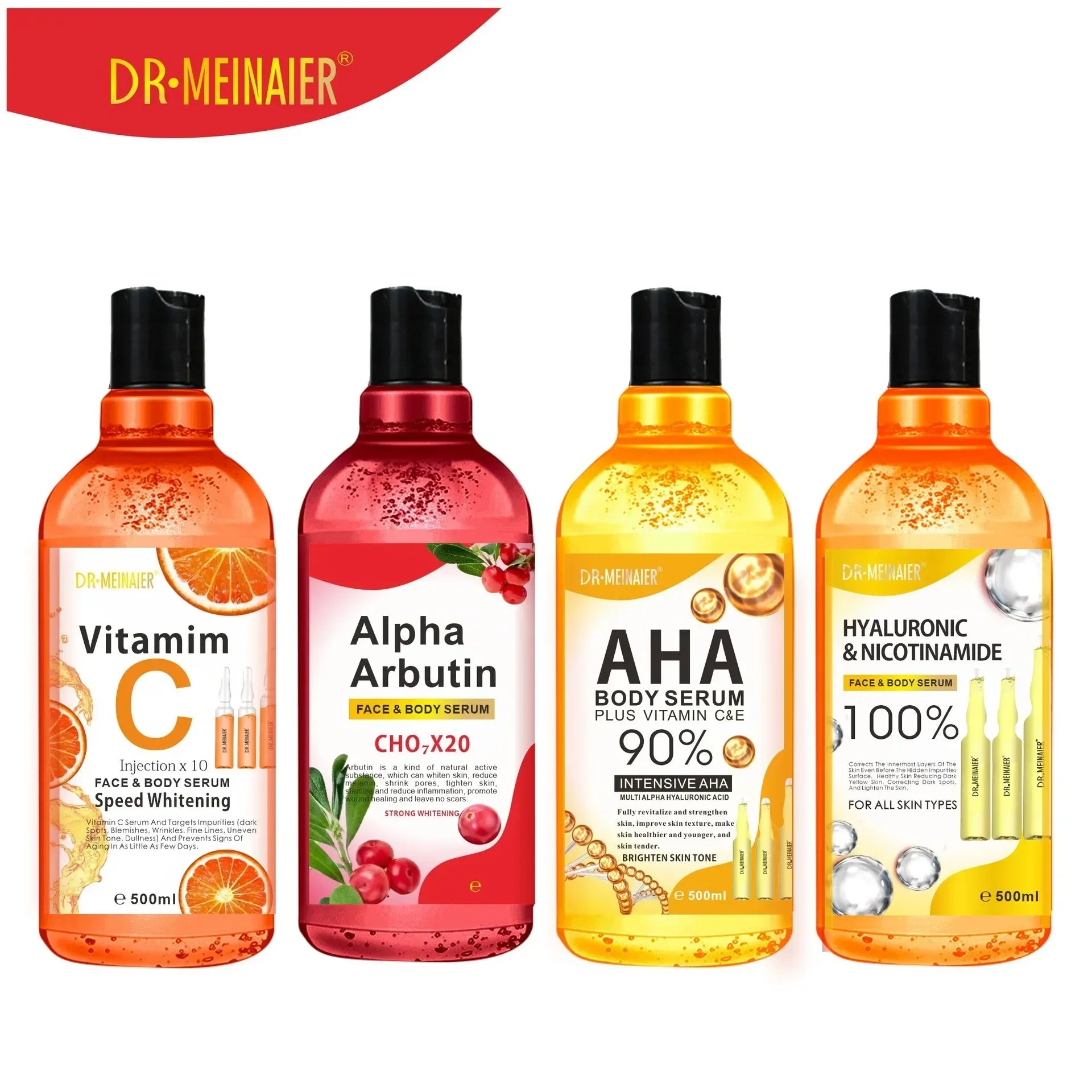 500ml Hyaluronic Acid, Nicotinamide Vitamin C AHA Face Serum Spots Eraser Corrector Whitening Moisturizing Lightening Body Serum - Beauty 4 Us