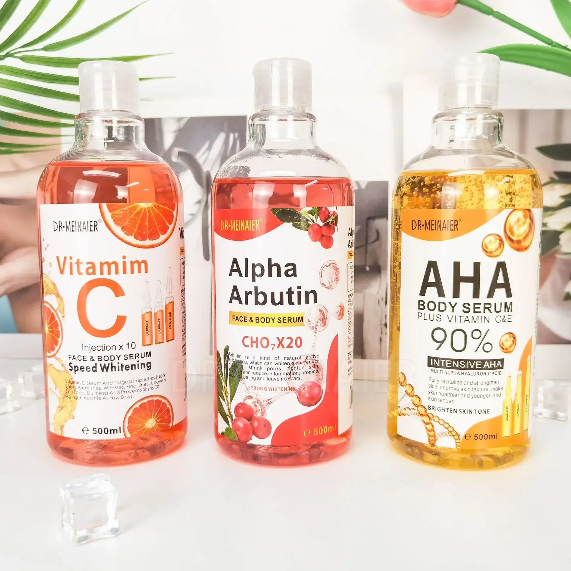 500ml Hyaluronic Acid, Nicotinamide Vitamin C AHA Face Serum Spots Eraser Corrector Whitening Moisturizing Lightening Body Serum - Beauty 4 Us
