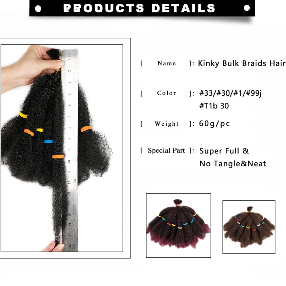 Braids Hair Afro Kinky Bulk Afro Curly Synthetic Hair Short 12" Crochet Braiding Hair Extensions For American African Women - Beauty 4 Us