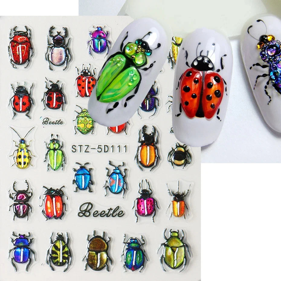 5D Beetle Bug Nail Art dekaler