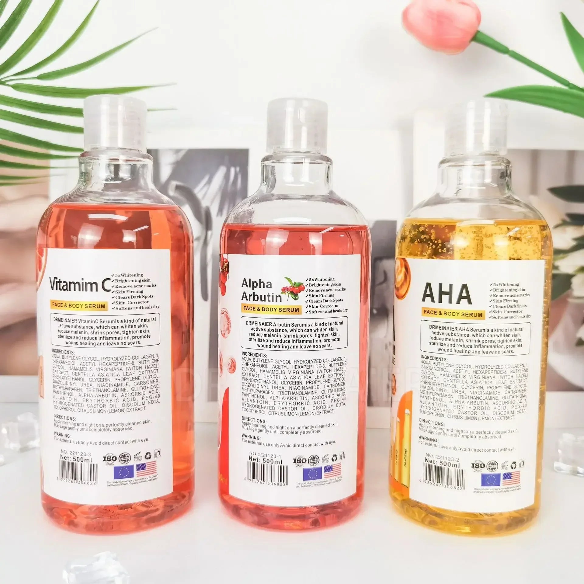 500ml Hyaluronic Acid, Nicotinamide Vitamin C AHA Face Serum Spots Eraser Corrector Whitening Moisturizing Lightening Body Serum - Beauty 4 Us
