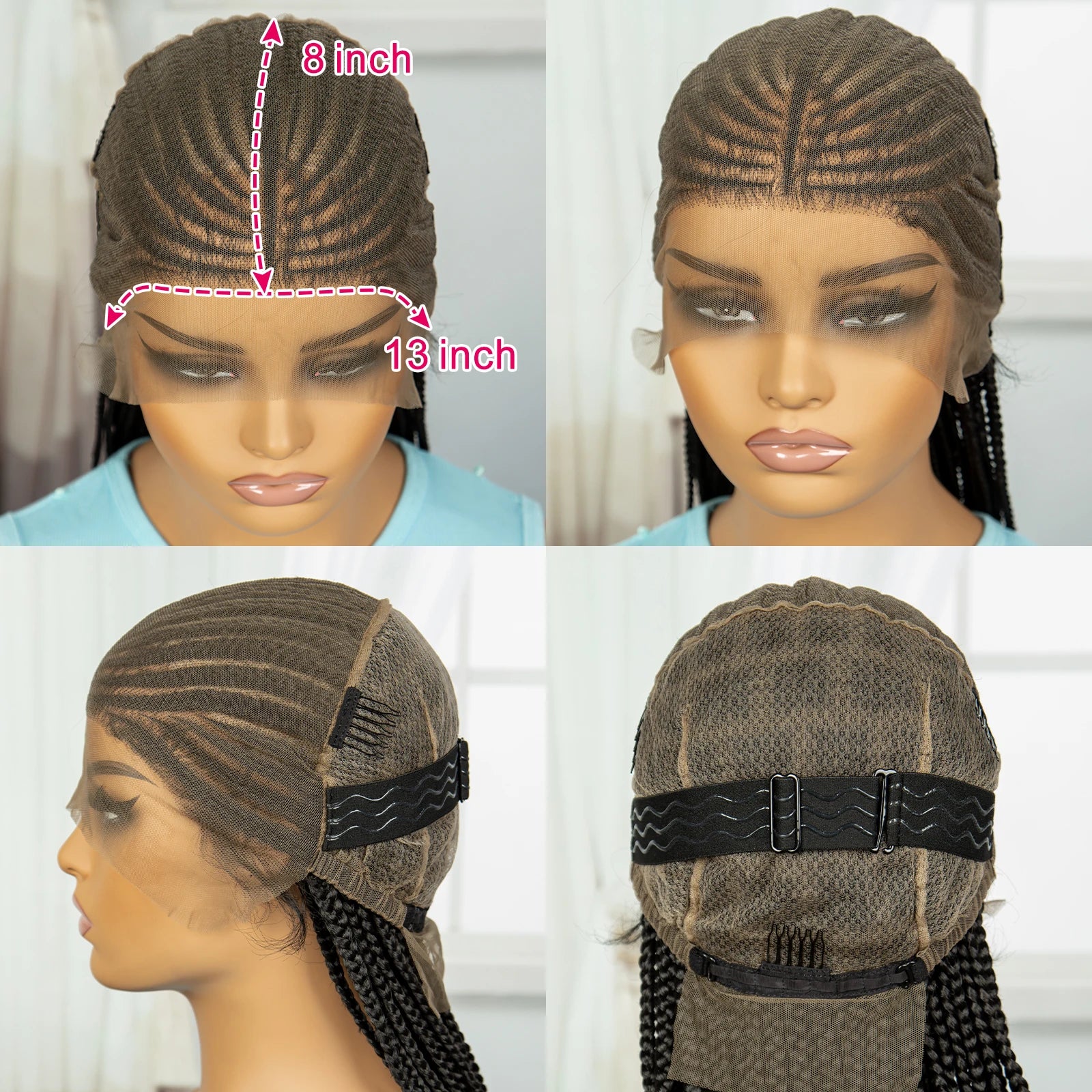 36inch Handmade Cornrow Braided Wigs Synthetic Full Lace Natural Box Braided Lace Wigs with Baby Hair for Black Women - Beauty 4 Us