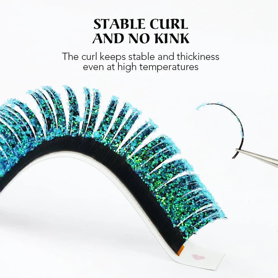 Mix Color Glitter Lashes Fashion Shiny Colorful Russian Volume Individual Eyelash Extensions Colors Glitter Lashes Makeup - Beauty 4 Us