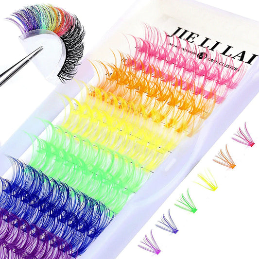14/16mm D Curl Colorful Individual Lashes Colored Cluster False Lashes