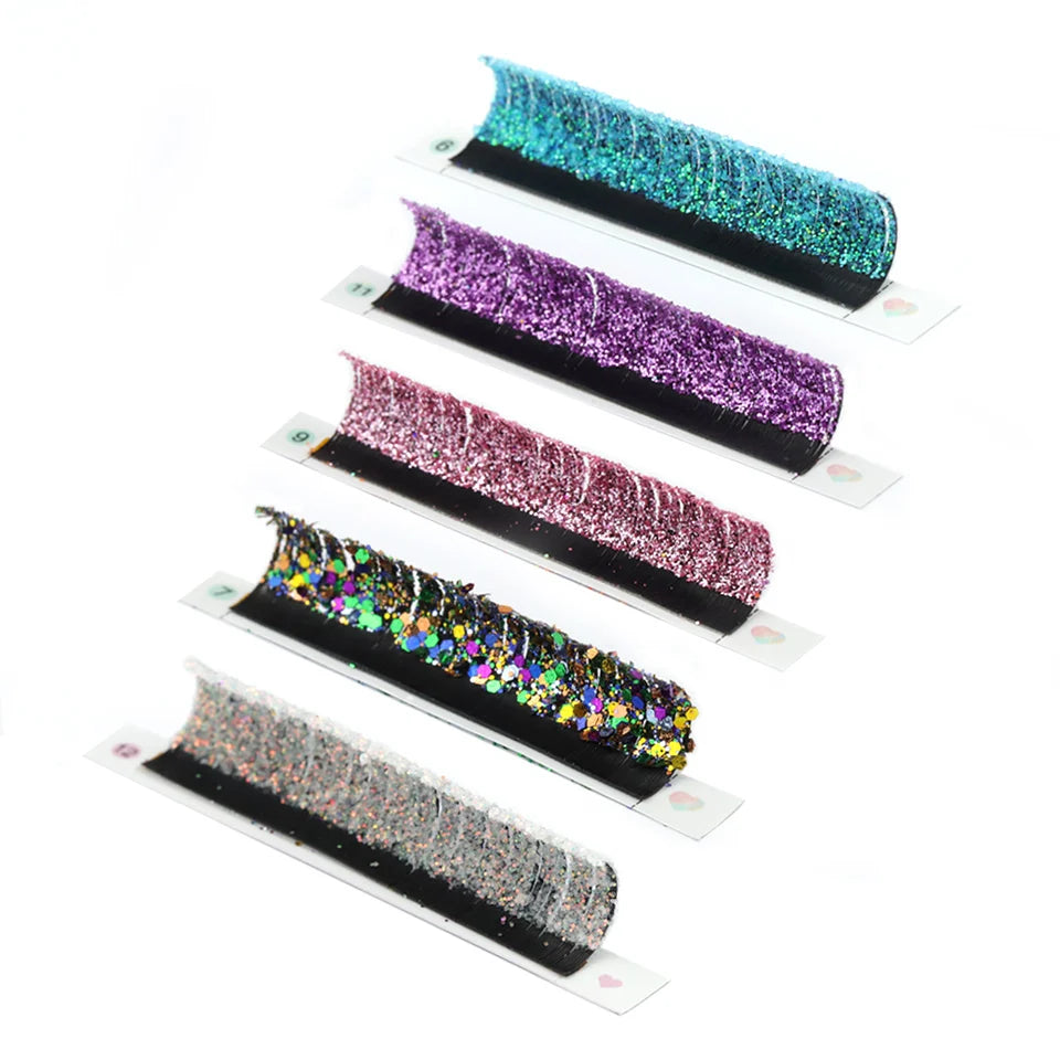 Mix Color Glitter Lashes Fashion Shiny Colorful Russian Volume Individual Eyelash Extensions Colors Glitter Lashes Makeup - Beauty 4 Us