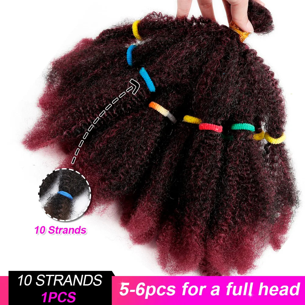 Braids Hair Afro Kinky Bulk Afro Curly Synthetic Hair Short 12" Crochet Braiding Hair Extensions For American African Women - Beauty 4 Us