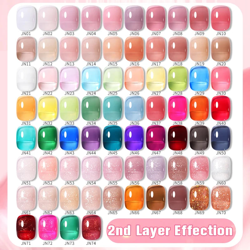 Transparent Jelly Nude Gel Lacquer 10ml Sheer Glitter Crystal Varnish