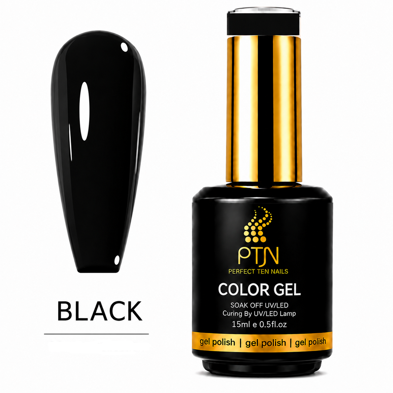 Perfect Ten Nails Gellack, Svart 15ml