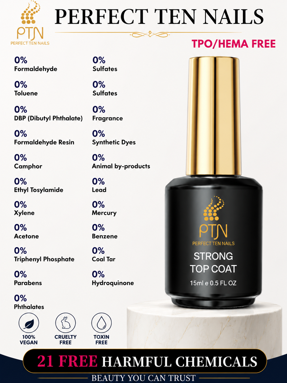 Perfect Ten Nails Strong Top Coat 15ml
