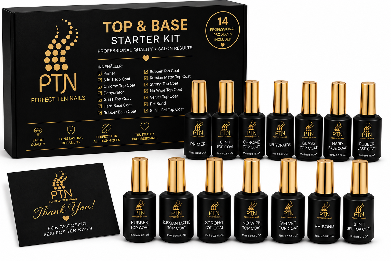 Perfect Ten Nails Top Coat, Base coat, Primer Starter Kit